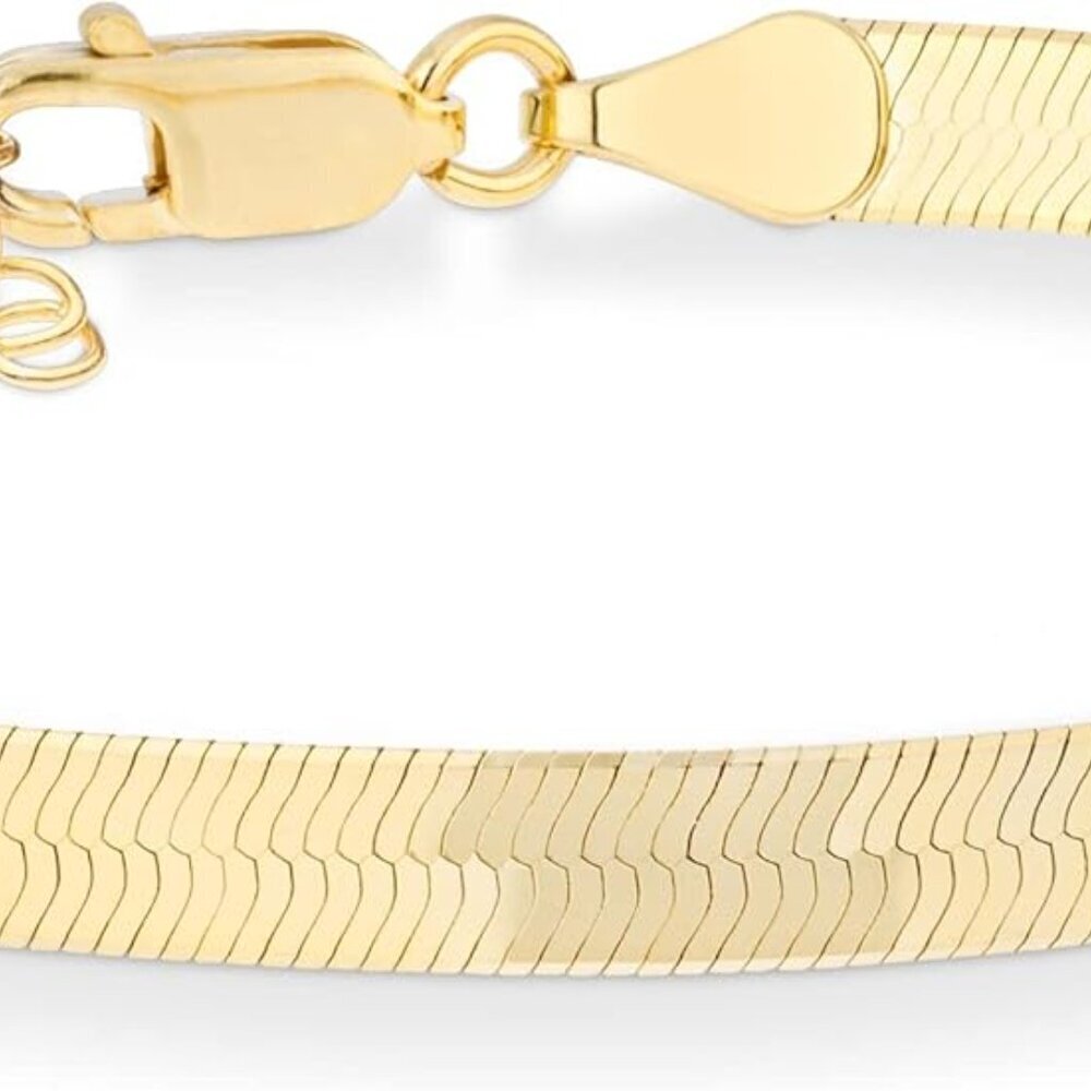 Sterling Silver Gold Plated Herringbone Bracelet 6.5 Inch Women Jewelry